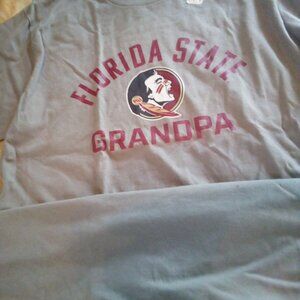 FLORIDA STATE GRANDDAD NEW Gray Cotton S/S Shirt, Never Worn garnet letters M